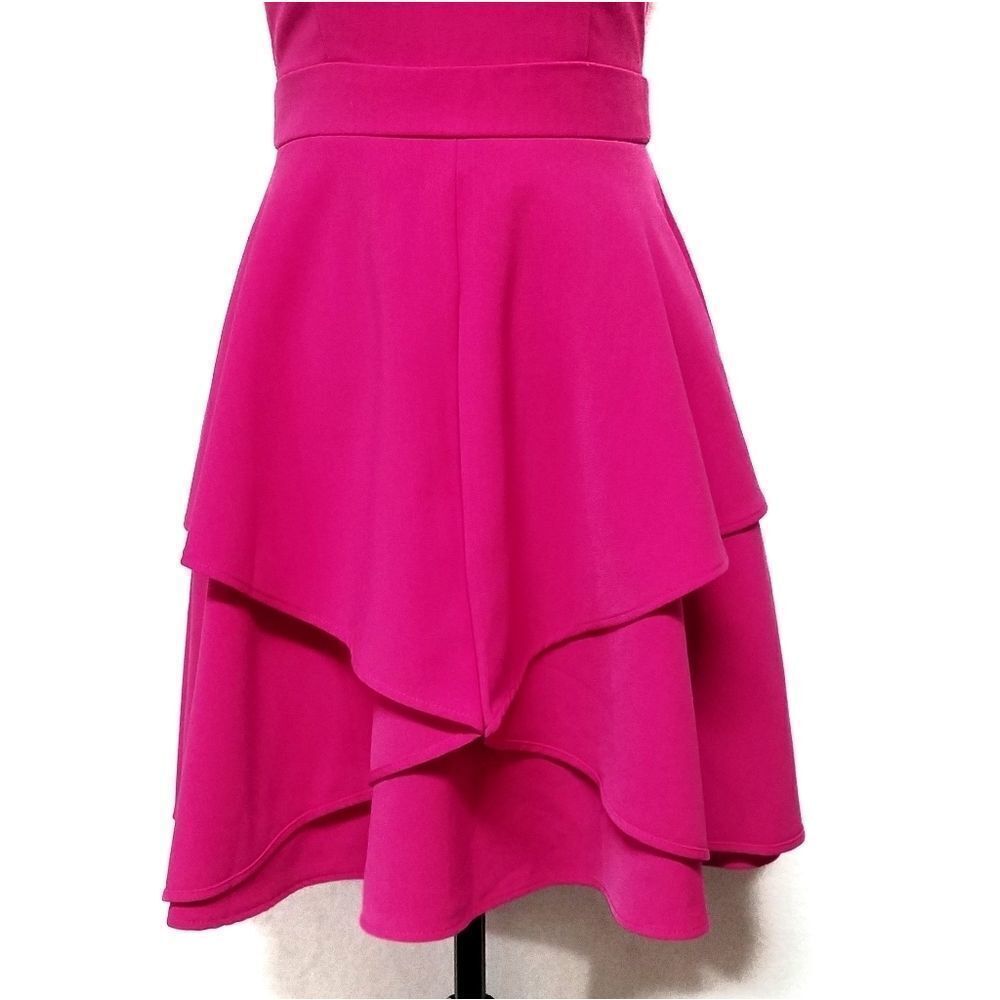 𝅺Adelyn Rae Ruffle Front Fit & Flare Pink Dress XS - Picture 3 of 8